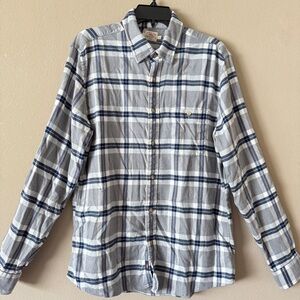 Farherty Men's Blue, Grey and White Flannel Shirt Sz L